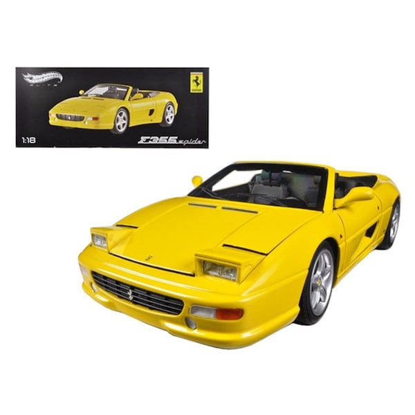 Hot Wheels Ferrari F355 Spider Convertible Yellow Elite Edition 1-18 Diecast Car Model BLY35 - main